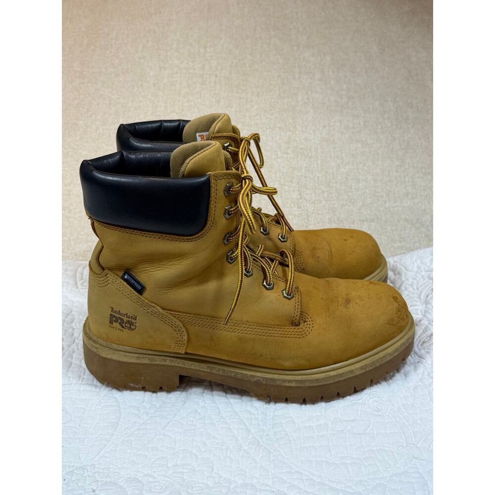 Timberland Pro Men's Tan 10M Waterproof Soft Toe Direct Attach 6 Inch Work Boots - Picture 11 of 13